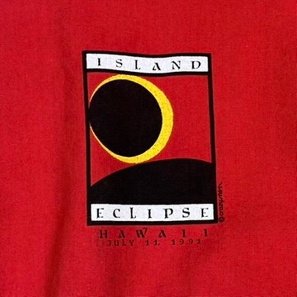 Vintage Island Eclipse Hawaii 1991 Red Crazy Shirt - Picture 3 of 8